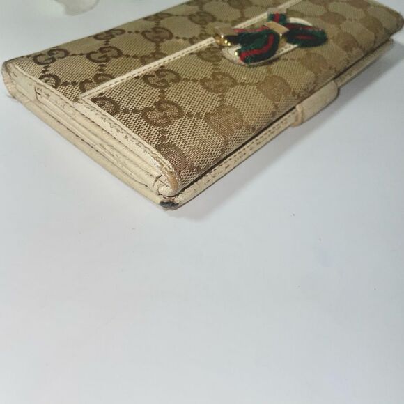 Gucci GG Logo Canvas Leather Trim Continental Wallet - Picture 15 of 15